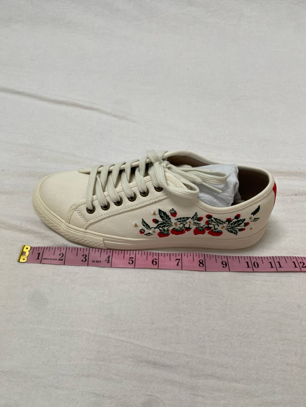 Boden Strawberry Embroidered White Canvas Sneakers - Picture 7 of 8